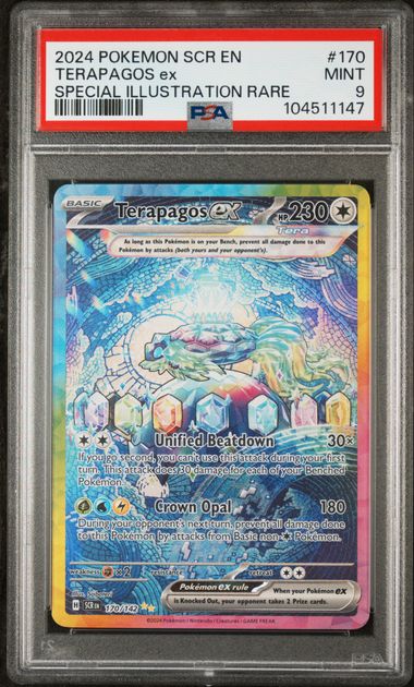 Terapagos 2024 Pokemon Stellar Crown Special Illustration rare holo 170/142 PSA 9 – Official Pokemon TCG Product