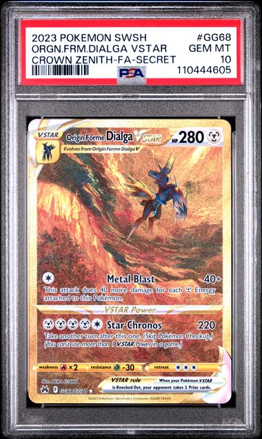 Dialga Vstar Pokemon Crown Zenith Galarian Gallery Gold Secret Rare #GG68/GG70 PSA 10 – Official Pokemon TCG Product