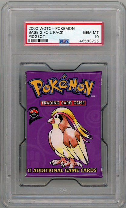 Pokemon 2000 WOTC Base Set 2 Foil Pack Pidgeot PSA 10 – Official Pokemon TCG Product