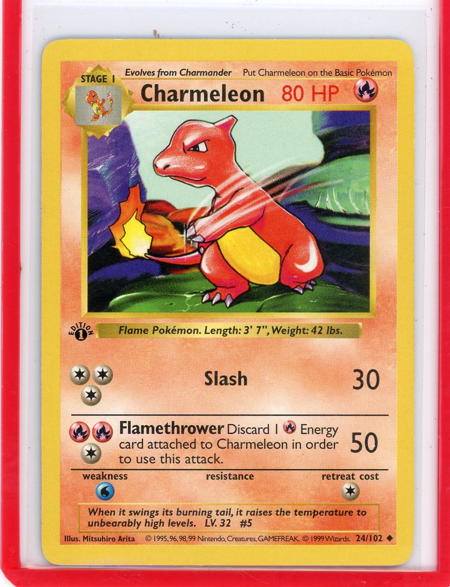Charmeleon 1999 Pokemon Base Set 1st Edition Shadowless non holo 24/102 – Official Pokemon TCG Product