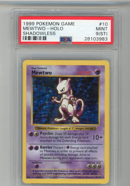 Mewtwo 1999 Pokemon Game Shadowless Holo PSA 9 (ST) – Official Pokemon TCG Product