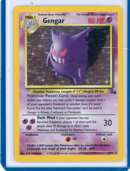 Gengar 1999 Pokemon Fossil rare holo 5/62 – Official Pokemon TCG Product