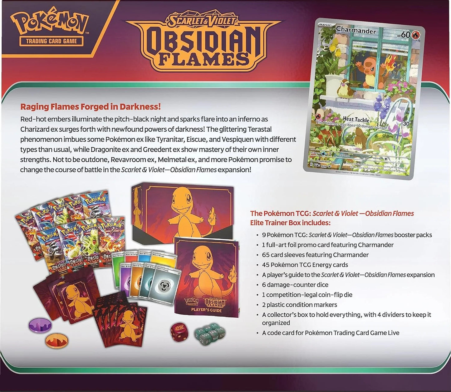 Pokemon TCG Scarlet & Violet 3 - Obsidian Flames Elite Trainer Box – Complete Trainer Kit with Accessories
